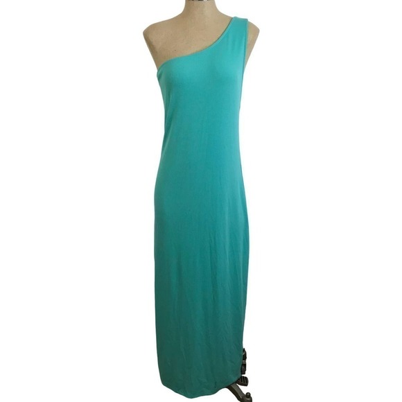 Free People Beach Saturday Night Teal One Shoulder Maxi Size Large - Picture 1 of 12
